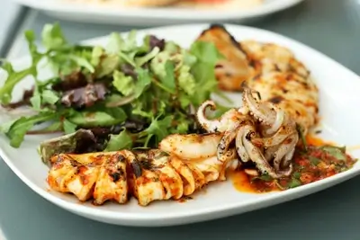 Grilled cuttlefish, seafood